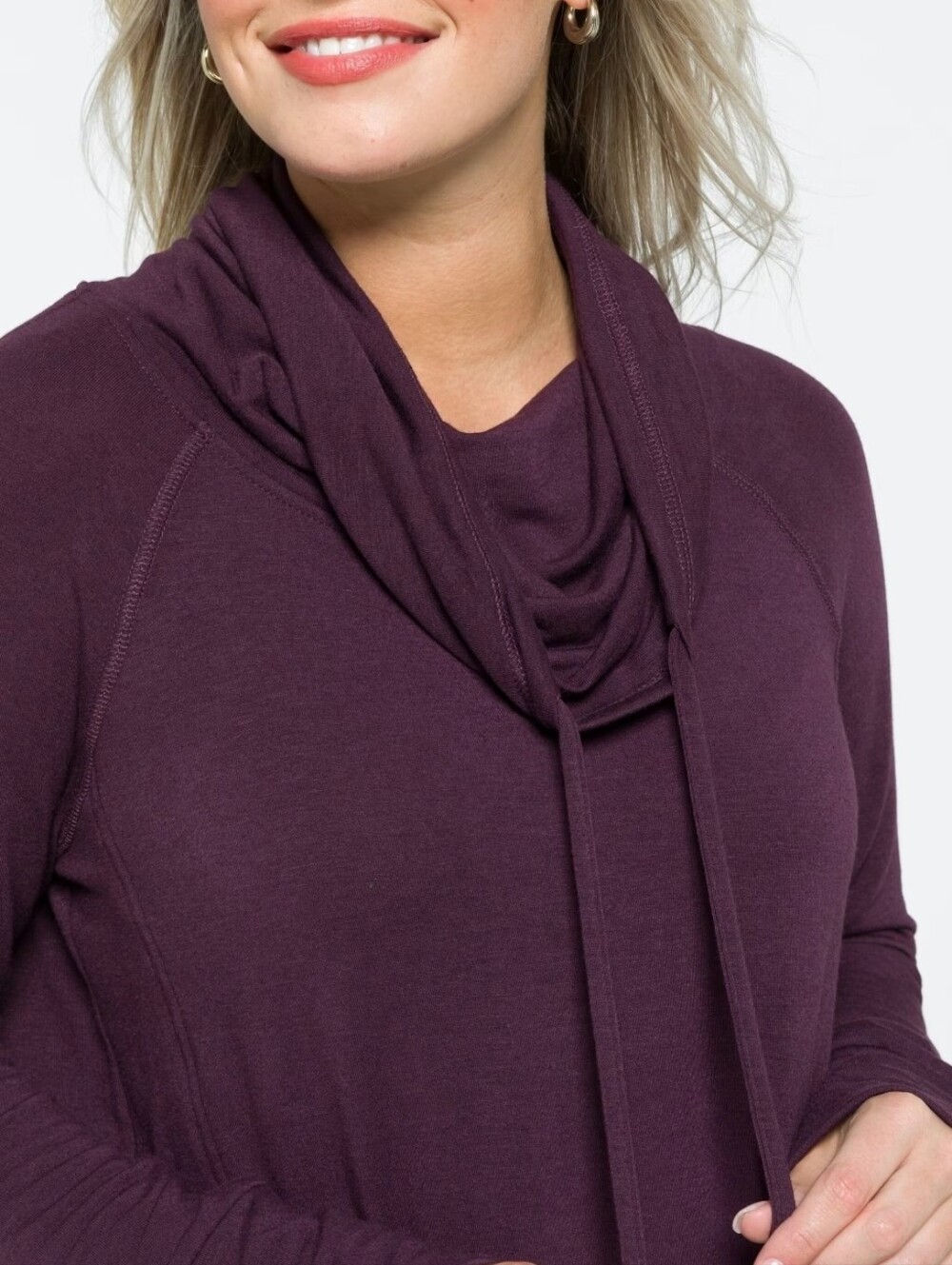 Womens Plum Cowl Neck Sweater